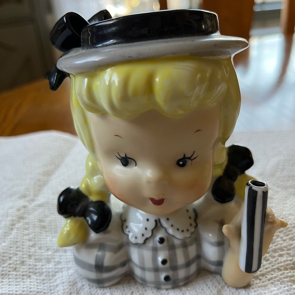 Vintage Napco Head planter Girl with Pigtails